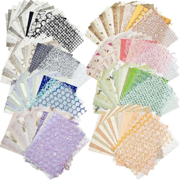 8 Pack Textured Scrapbooking Paper and Mesh Fabric Supplies, 5.1x7.0 Inch, Multi - Picture 1 of 7
